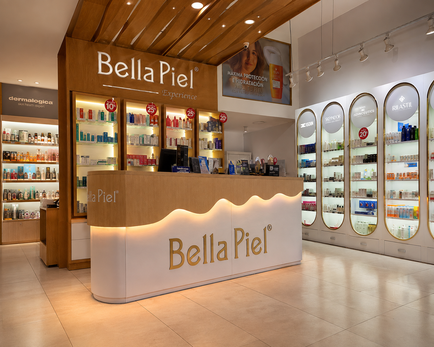 Bella Piel — Mobiliario de exhibición y recepción de marca