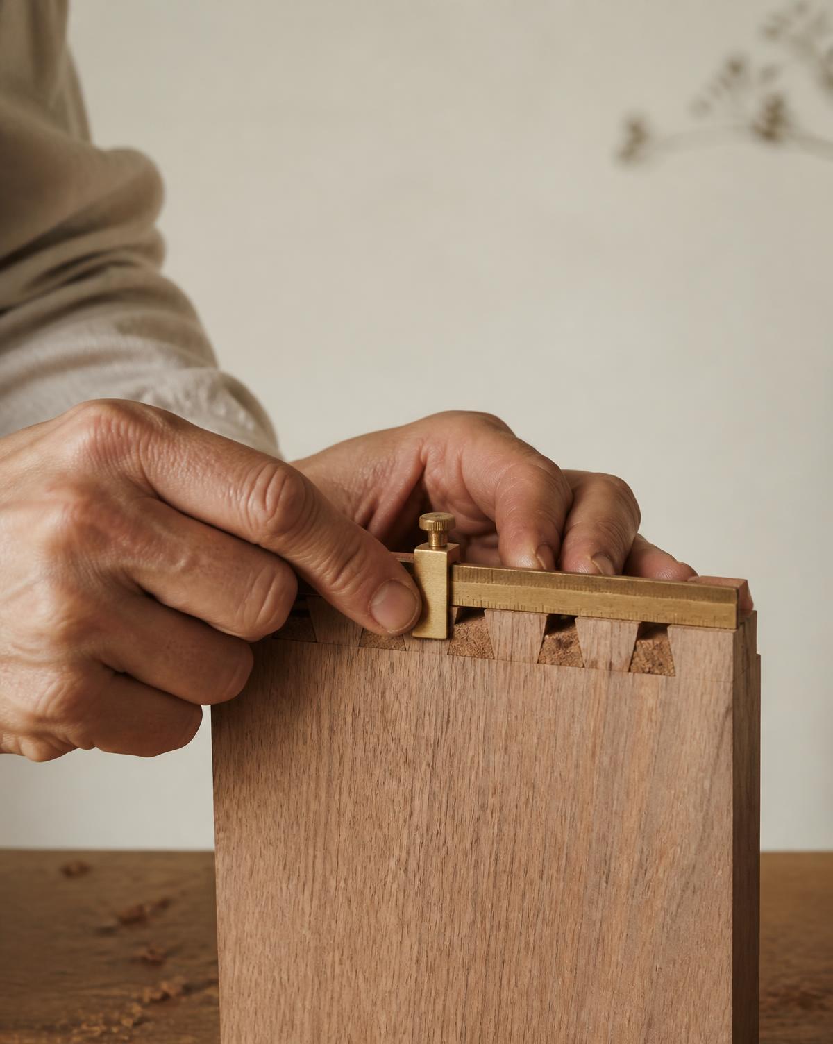 Detalle de verificación de un ensamble en madera